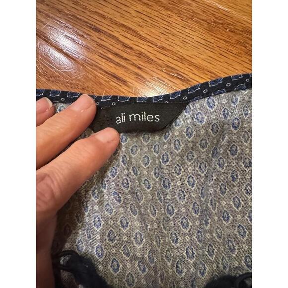 Ali Miles Womens Patchwork Prarie Print V-Neck Boho Top 3/4 Sleeves Large - Picture 2 of 6